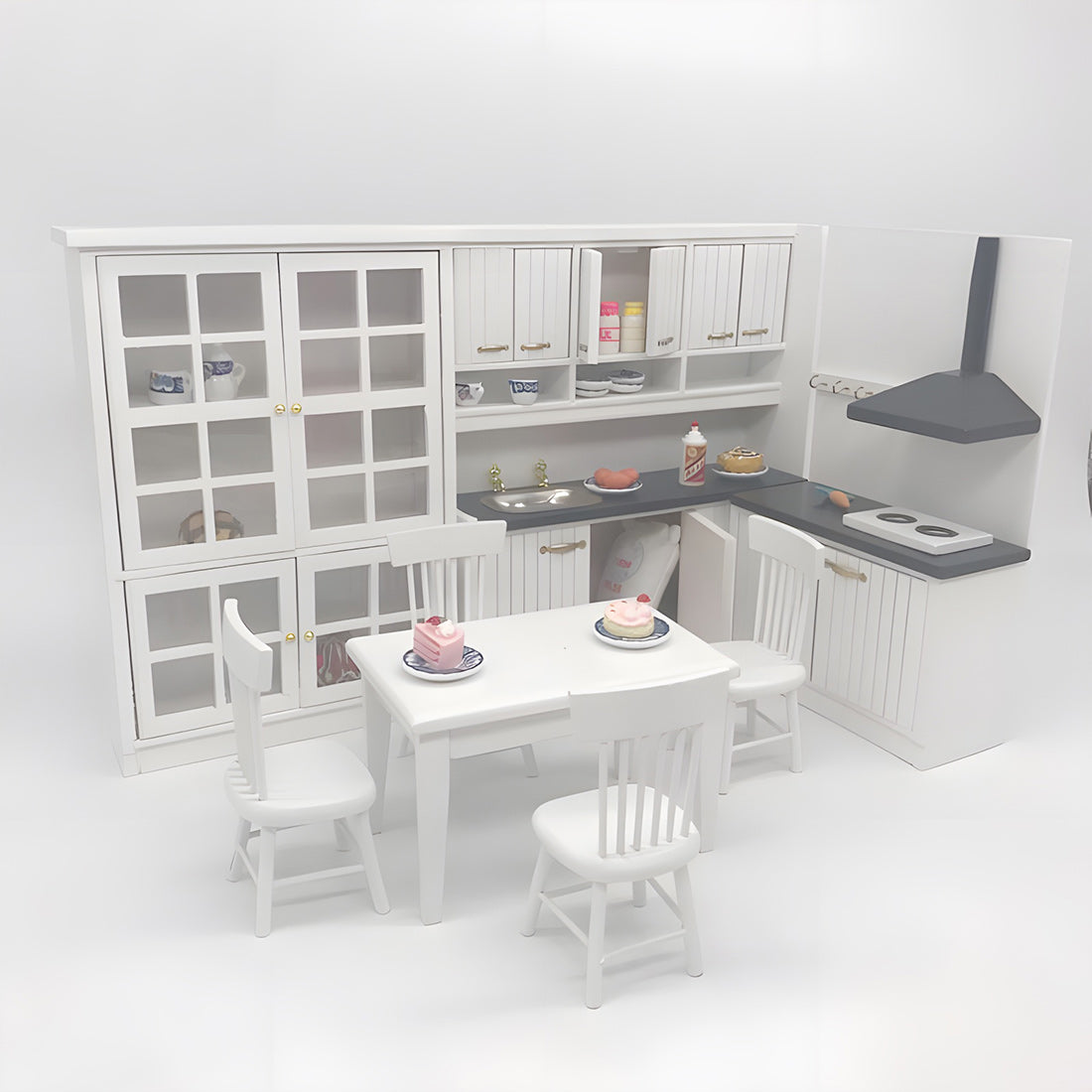 1/12 Scale Mini Kitchen Furniture Set for Miniature Kitchen Scene Models Dollhouse Accessories DIY Christmas Gift Assembly 1/12 Scale Mini Kitchen Furniture Set for Miniature Kitchen Scene Models Dollhouse Accessories DIY Christmas Gift Assembly