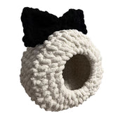 Crochet Kit DIY Handwoven Pet Bed Cat-Tail Chenille Yarn with Step-by-Step Video Tutorial Learn How to Crochet Throw for Pets, Great Gift for Crochet Lovers, 20cm Ring, 30cm Bed Diameter๏ผWhite)