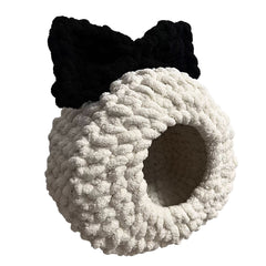 Crochet Kit DIY Handwoven Pet Bed Cat-Tail Chenille Yarn with Step-by-Step Video Tutorial Learn How to Crochet Throw for Pets, Great Gift for Crochet Lovers, 20cm Ring, 30cm Bed Diameter(White)