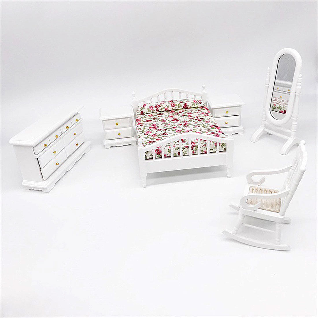1/12 Scale Mini Bedroom Furniture Set for Miniature Scene Models Dollhouse Accessories DIY Christmas Gift Assembly 1/12 Scale Mini Bedroom Furniture Set for Miniature Scene Models Dollhouse Accessories DIY Christmas Gift Assembly