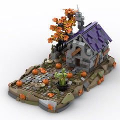 MOC-118096 Halloween Toy Medieval Witch House Building Blocks MOC Set