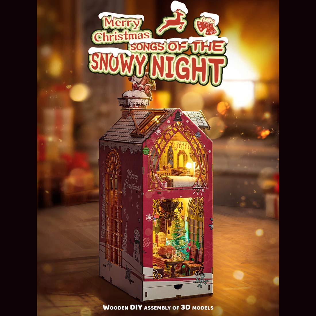 Snowy Night Serenade Booknook Christmas House Model Kit DIY 3D Wooden Puzzle Assembly Toy Creative Gift  (200+PCS) Snowy Night Serenade Booknook Christmas House Model Kit DIY 3D Wooden Puzzle Assembly Toy Creative Gift  (200+PCS)