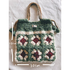 Granny Square Vintage Style Crochet Bag Kit, DIY Handbag with Yarn & Pattern