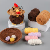 DIY Crochet Kit with English Instructions & Video Tutorial, Home Decor Craft Gift (3 Interchangeable Head Chickens)