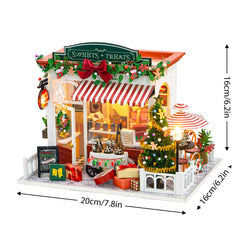Christmas Candy House Desktop House Model Kit DIY 3D Wooden Puzzle Assembly Toy Creative Gift (130+PCS)