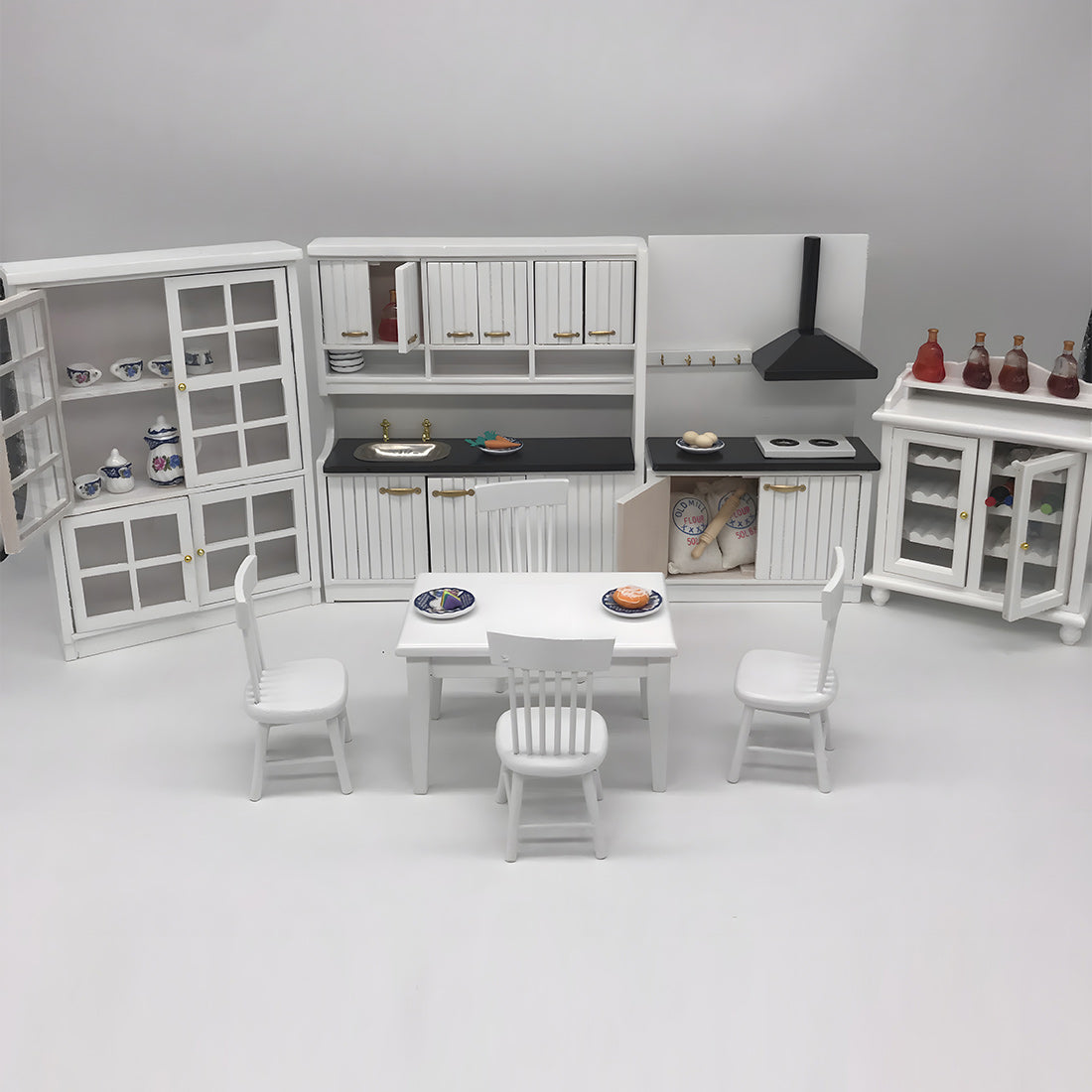 1/12 Scale Mini Kitchen Furniture Set for Miniature Kitchen Scene Models Dollhouse Accessories DIY Christmas Gift Assembly 1/12 Scale Mini Kitchen Furniture Set for Miniature Kitchen Scene Models Dollhouse Accessories DIY Christmas Gift Assembly