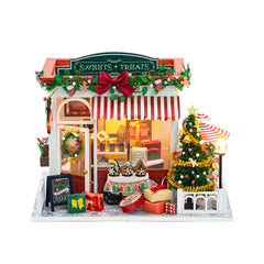 Christmas Candy House Desktop House Model Kit DIY 3D Wooden Puzzle Assembly Toy Creative Gift (130+PCS)