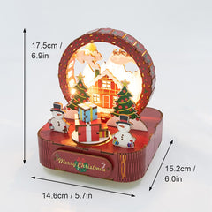 Christmas House Model Kit DIY 3D Wooden Puzzle Assembly Toy Creative Gift Music Box