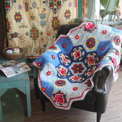 Liangben Handmade Original Frida Pattern Crochet Blanket Kit (Cotton Yarn)