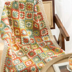 SpringField Handmade Crochet Kit for Beginners Blanket Granny Square with Step-by-Step Video Tutorial Learn How to Crochet Throw for Adults Kids, Great Gift for Crochet Lovers