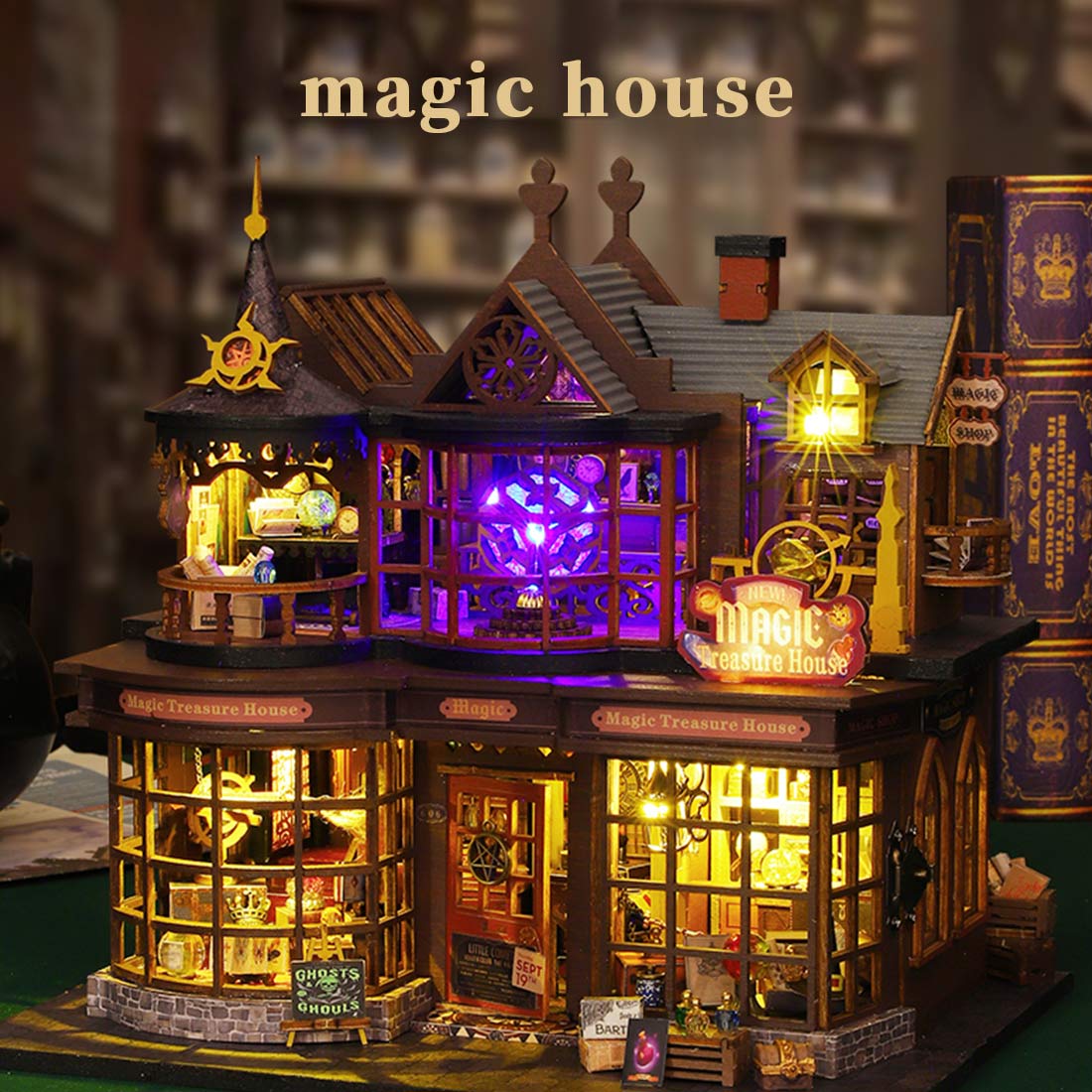 Magic House DIY Wooden Puzzle Miniature Castle Diorama Halloween Magic Journey for Craft Enthusiasts/Gift Magic House DIY Wooden Puzzle Miniature Castle Diorama Halloween Magic Journey for Craft Enthusiasts/Gift