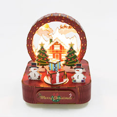 Christmas House Model Kit DIY 3D Wooden Puzzle Assembly Toy Creative Gift Music Box