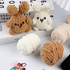 DIY Crochet Kit with English Instructions & Video Tutorial, Home Decor Craft Gift (2 Adorable Bunnies)