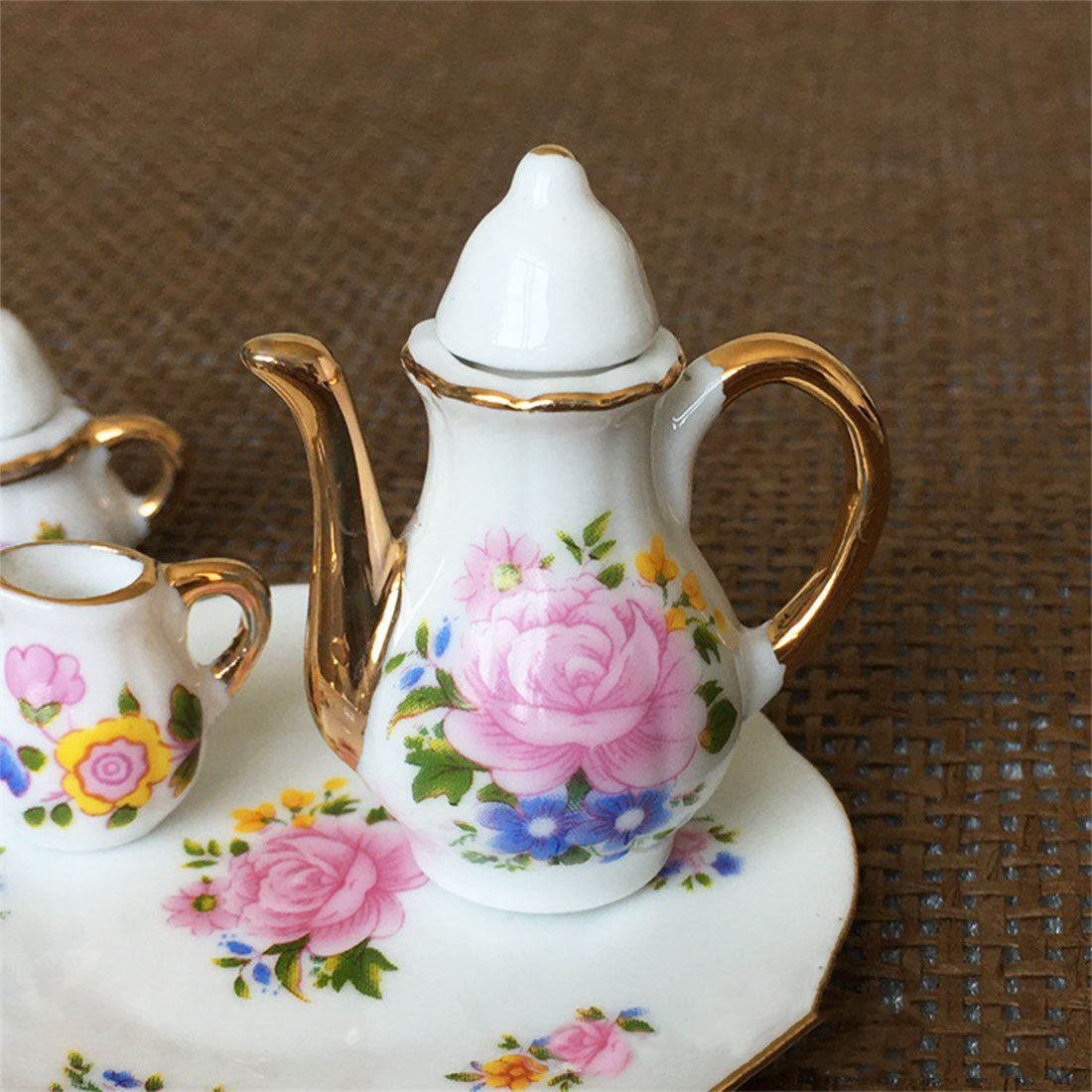 1/12 Ceramic Tea Set for Miniature Scene Models Dollhouse Accessories DIY Christmas Gift Assembly 1/12 Ceramic Tea Set for Miniature Scene Models Dollhouse Accessories DIY Christmas Gift Assembly