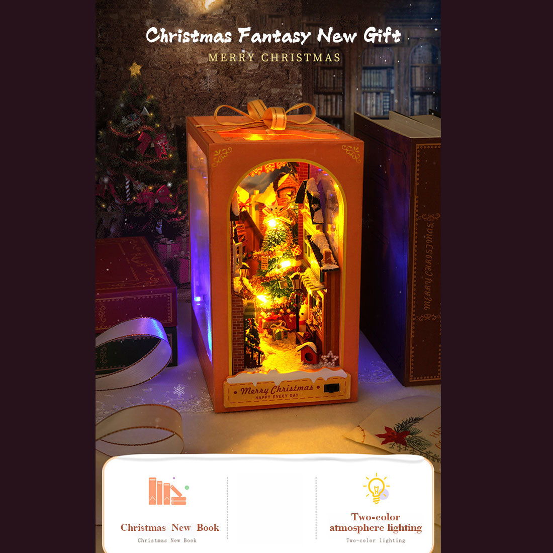 Gift Store BookNook Christmas House Model Kit DIY 3D Wooden Puzzle Assembly Toy Creative Gift Store BookNook Christmas House Model Kit DIY 3D Wooden Puzzle Assembly Toy Creative