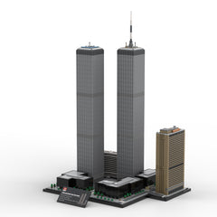 MOC-177998 1/800 Scale Landmark Architecture Twin Towers Street Scene DIY Assembly Building Blocks Set (7129PCS)