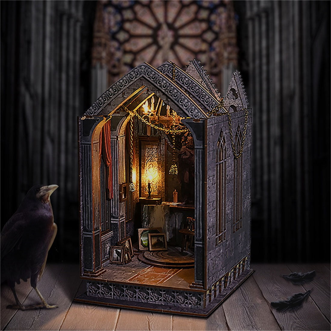 Night Player Booknook Diorama Miniature Wooden Art House DIY Assembly Model with Lights Christmas Gift Night Player Booknook Diorama Miniature Wooden Art House DIY Assembly Model with Lights Christmas Gift