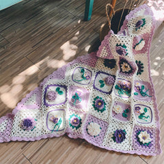 Liangben Handmade Original Wisteria Flower Crochet Shawl Kit (Cotton Yarn)