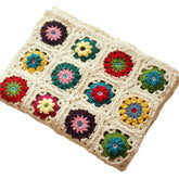 Bohemian 3D Flower Crochet Blanket Kit, Multi-Color Patchwork Throw for Couch, Bed, or Decor