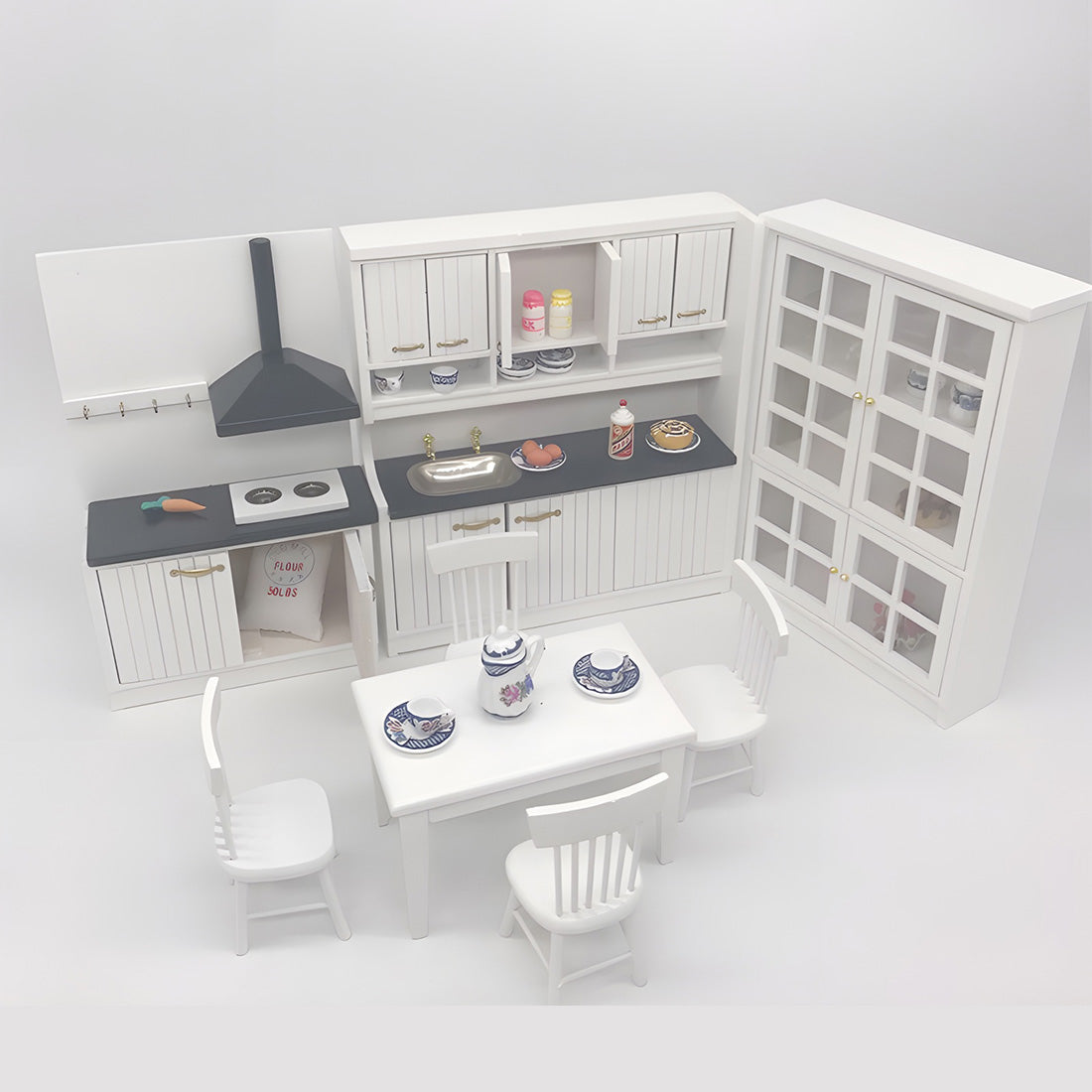 1/12 Scale Mini Kitchen Furniture Set for Miniature Kitchen Scene Models Dollhouse Accessories DIY Christmas Gift Assembly 1/12 Scale Mini Kitchen Furniture Set for Miniature Kitchen Scene Models Dollhouse Accessories DIY Christmas Gift Assembly