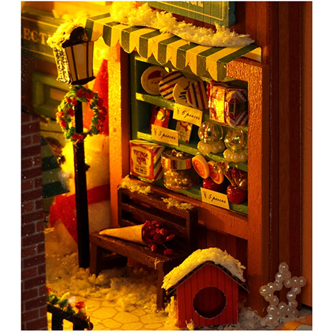 Gift Store BookNook Christmas House Model Kit DIY 3D Wooden Puzzle Assembly Toy Creative Gift Store BookNook Christmas House Model Kit DIY 3D Wooden Puzzle Assembly Toy Creative