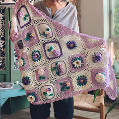 Liangben Handmade Original Wisteria Flower Crochet Shawl Kit (Cotton Yarn)