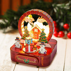 Christmas House Model Kit DIY 3D Wooden Puzzle Assembly Toy Creative Gift Music Box