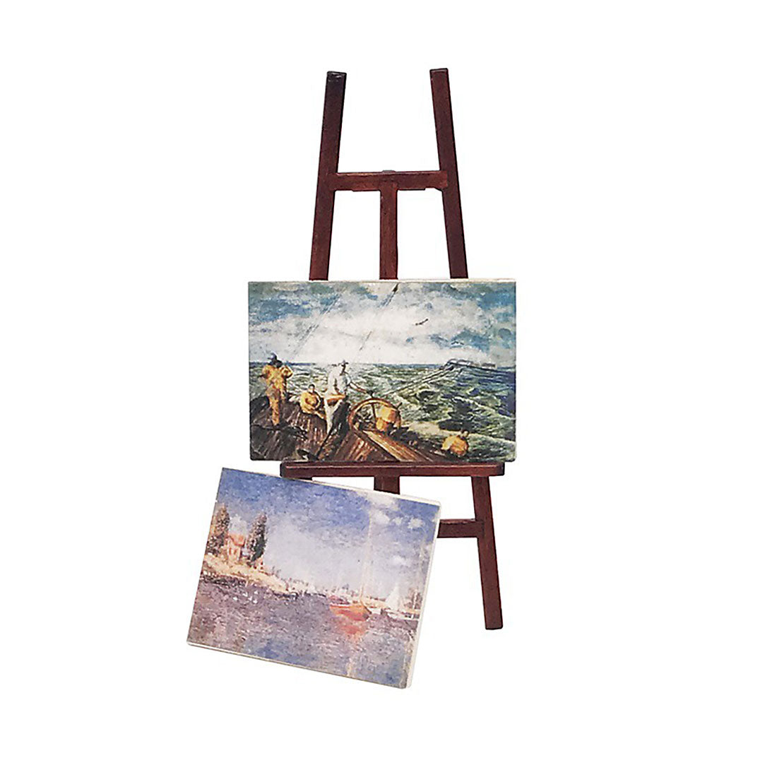 1/12 Scale Miniature Easel with Two Paintings  Dollhouse Accessories DIY Christmas Gift Assembly 1/12 Scale Miniature Easel with Two Paintings  Dollhouse Accessories DIY Christmas Gift Assembly