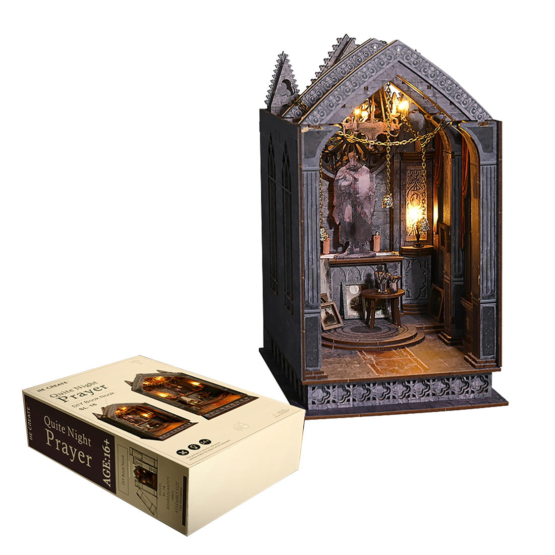 Night Player Booknook Diorama Miniature Wooden Art House DIY Assembly Model with Lights Christmas Gift Night Player Booknook Diorama Miniature Wooden Art House DIY Assembly Model with Lights Christmas Gift