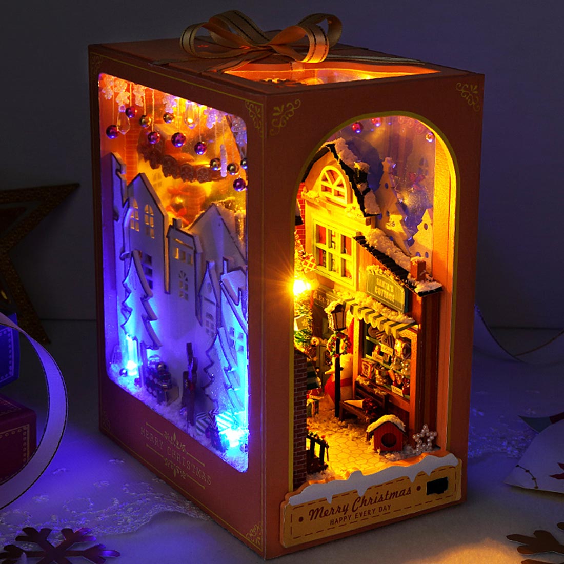 Gift Store BookNook Christmas House Model Kit DIY 3D Wooden Puzzle Assembly Toy Creative Gift Store BookNook Christmas House Model Kit DIY 3D Wooden Puzzle Assembly Toy Creative