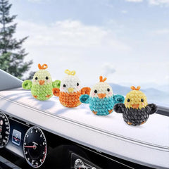 DIY Crochet Kit with English Instructions & Video Tutorial, Home Decor Craft Gift (4 Chenille Birds)