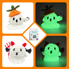 DIY Crochet Kit for Yarn Ornaments - Complete Set with Accessories & Video Tutorial (Glow in Dark Halloween Toy)