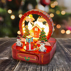 Christmas House Model Kit DIY 3D Wooden Puzzle Assembly Toy Creative Gift Music Box
