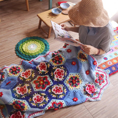Liangben Handmade Original Frida Pattern Crochet Blanket Kit (Cotton Yarn)