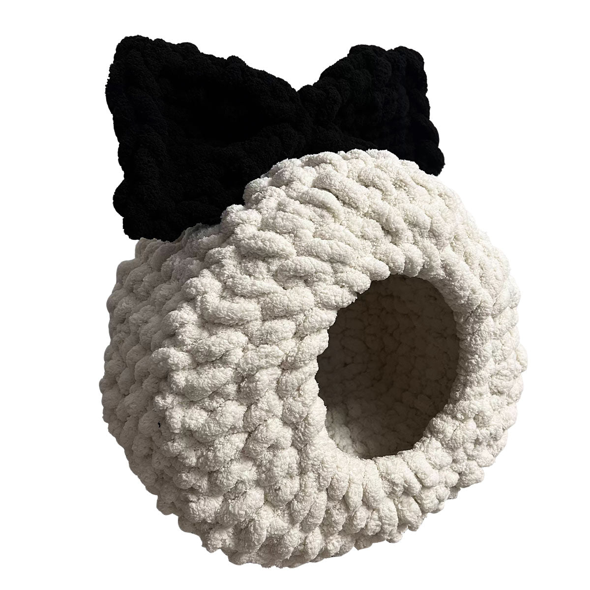 Crochet Kit DIY Handwoven Pet Bed Cat-Tail Chenille Yarn with Step-by-Step Video Tutorial Learn How to Crochet Throw for Pets, Great Gift for Crochet Lovers, 20cm Ring, 30cm Bed Diameter（White)