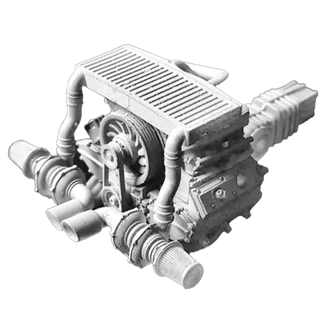 3D Printed Mini Flat-Six Cylinder Engine Model 1/24 Scale 35PCS (Reference Porsche 930 Engine)