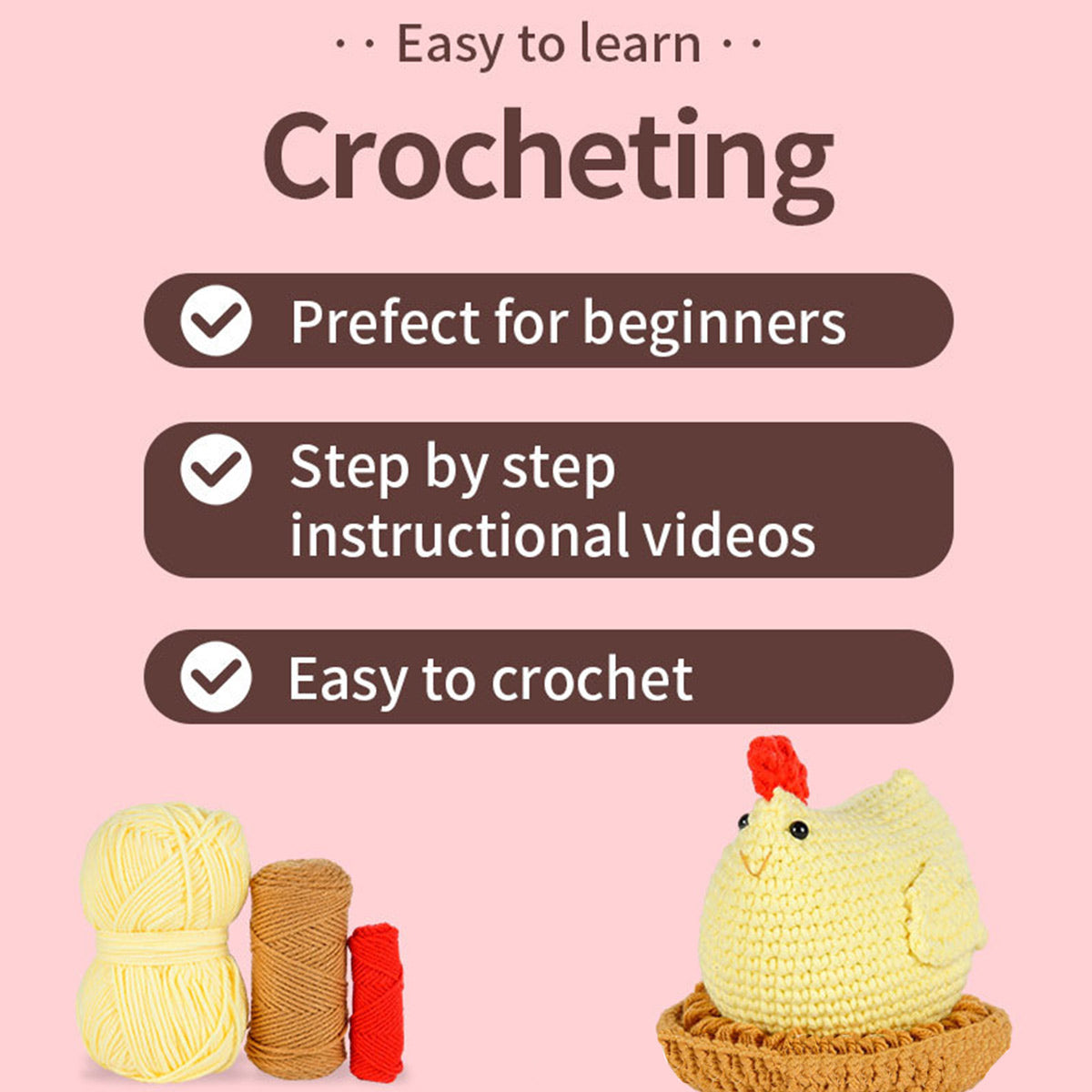DIY Crochet Kit for Plush Dolls - Complete Set with Accessories & Video Tutorial
