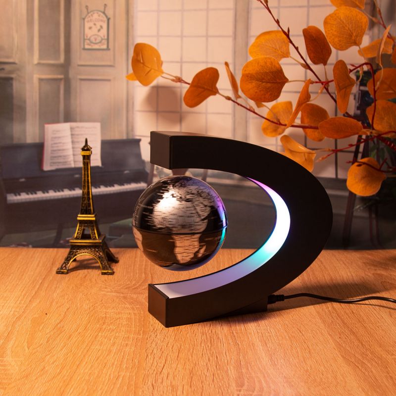 Magnetic Levitation Globe C-Shape with LED Lights Desktop Decor