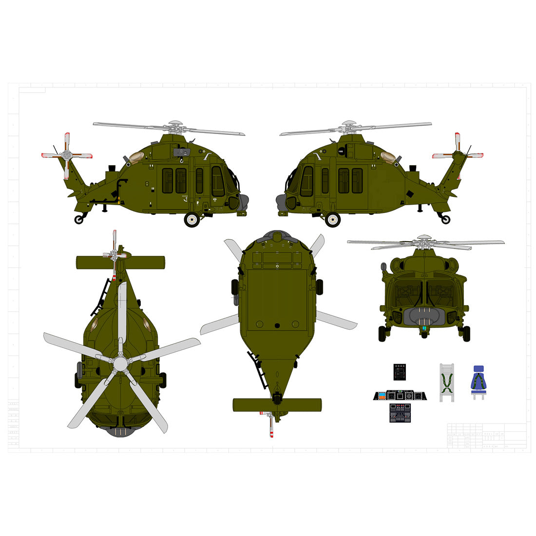 3D Printed Military Display, Military Helicopter