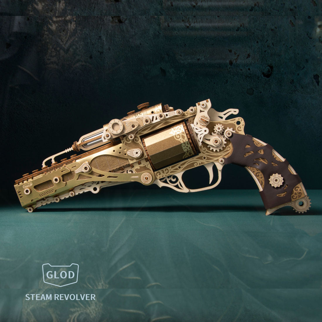 Revolver model Wooden assembly  DIY Handcrafted 3D Puzzle Diorama Toy Compatible with Wooden Bullets