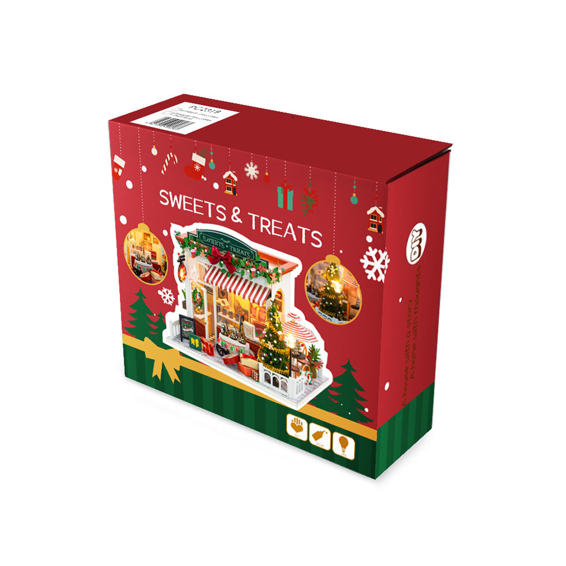 Christmas Candy House Desktop House Model Kit DIY 3D Wooden Puzzle Assembly Toy Creative Gift (130+PCS)