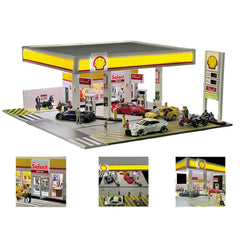 1/64 Scale Shell Gas Station Building Scene Model (Cars & Figures not Included)