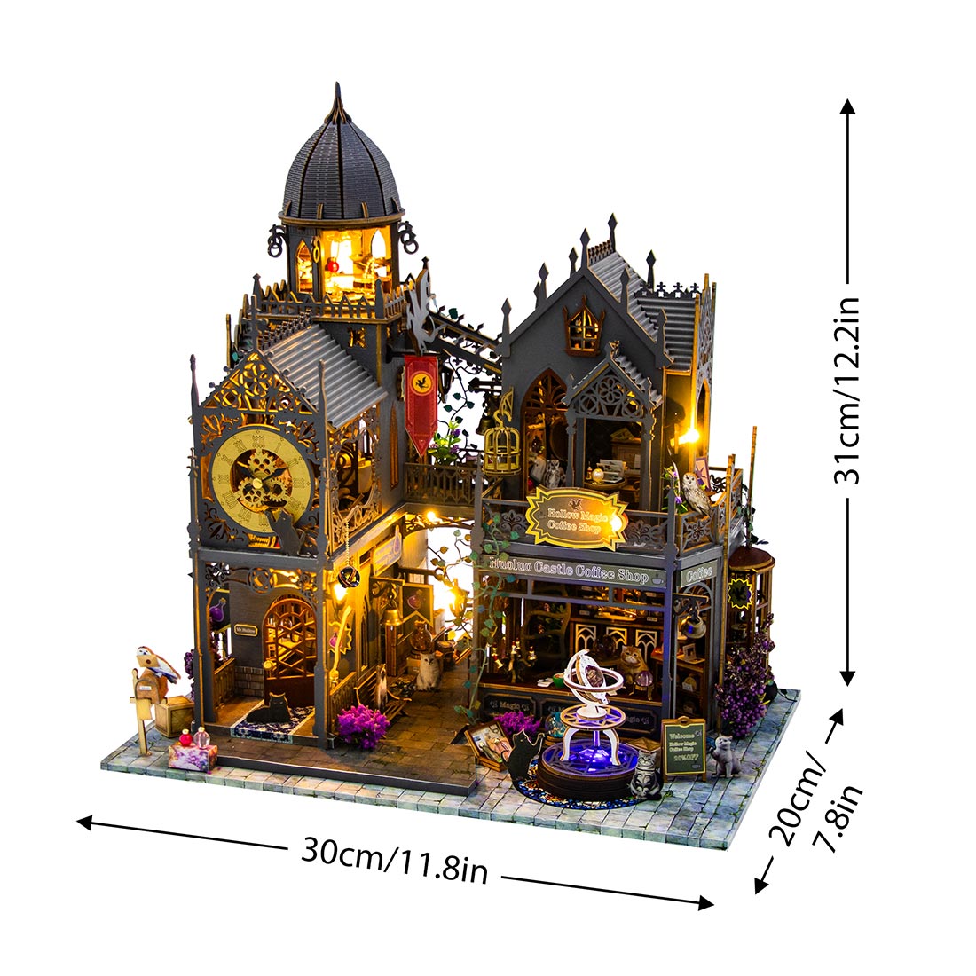 3D Wooden Miniature Huoluo Castle Assembly Model Kit with LED Lights