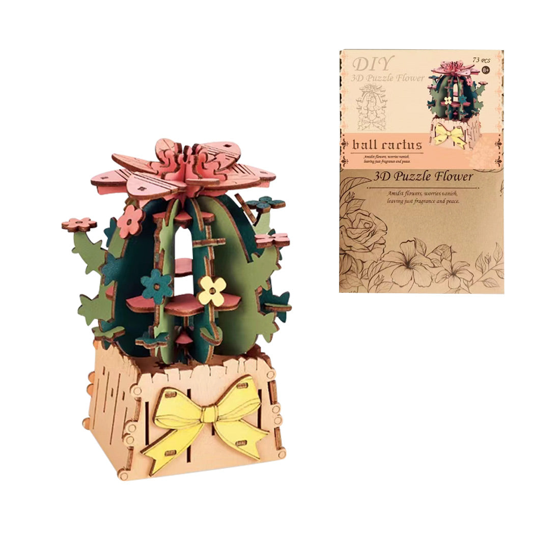 Wooden Assembled flower Model DIY 3D Diorama for Stress Relief & Toy Gift Desktop Christmas Gift