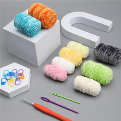 DIY Crochet Kit with English Instructions & Video Tutorial, Home Decor Craft Gift (4 Chenille Birds)