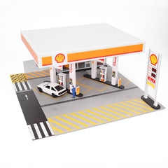 1/64 Scale Shell Gas Station Building Scene Model (Cars & Figures not Included)