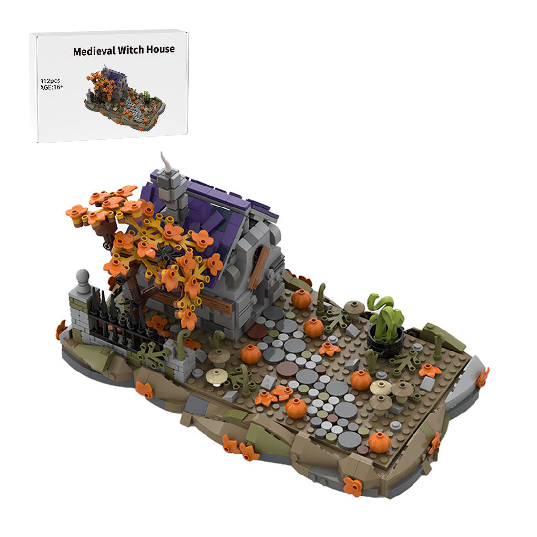 MOC-118096 Halloween Toy Medieval Witch House Building Blocks MOC Set