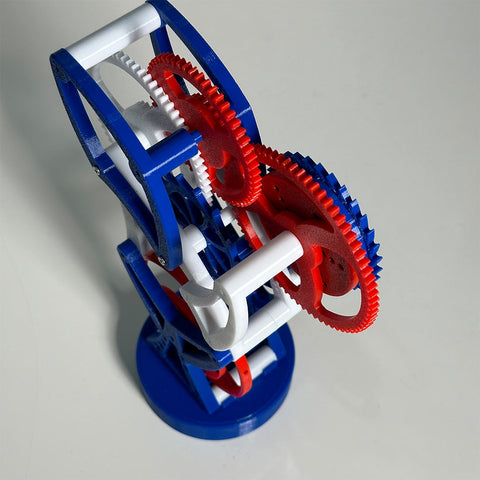 3D Printed Mechanical Gear Set Escapement Visualized