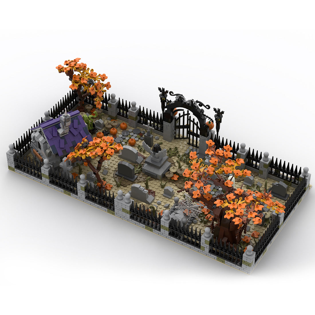 MOC-118821 Halloween Modular Haunted Cemetery Building Blocks MOC Set
