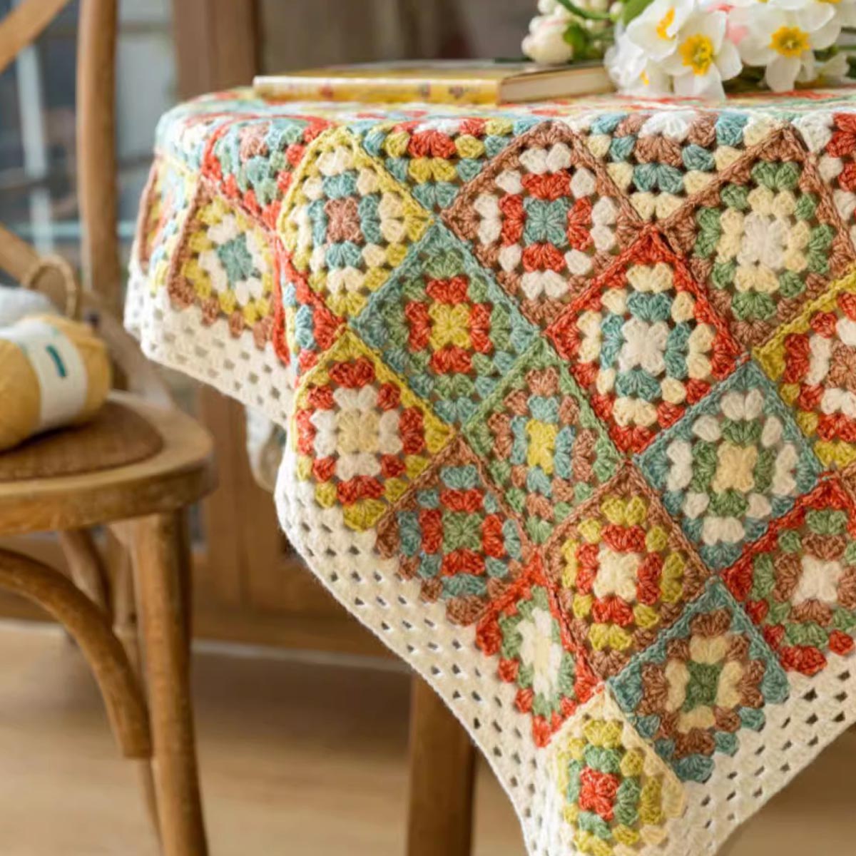 SpringField Handmade Crochet Kit for Beginners Blanket Granny Square with Step-by-Step Video Tutorial Learn How to Crochet Throw for Adults Kids, Great Gift for Crochet Lovers